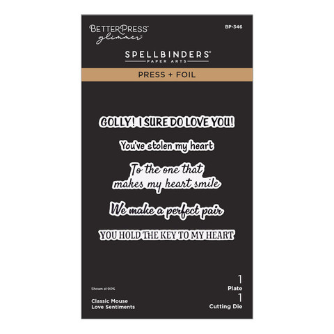 Spellbinders Press Plate Classic Mouse Love, Sentiments -levy + stanssi