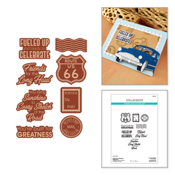 Spellbinders leima- ja stanssisetti Classic Road Legends, Road Trip Adventures Sentiments 
