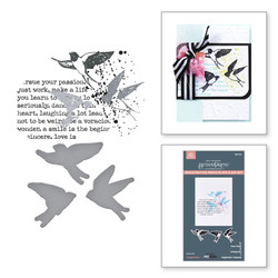 Spellbinders ja Dina Wakley Registration Press Plate Collaged Birds -levyt + stanssi