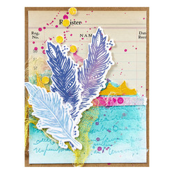 Spellbinders ja Dina Wakley Registration Press Plate Feather Dream -levyt + stanssi
