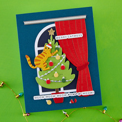 Spellbinders stanssi Christmas Cats Window View