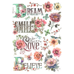 Stamperia riisipaperi Dream, Smile, Love, Believe