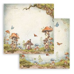 Stamperia Hidden Grove skräppipaperi Mushroom Houses