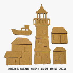 Stamperia MDF Crafty Shapes Blanks -kuviot, Silent Sea Village, Lighthouse