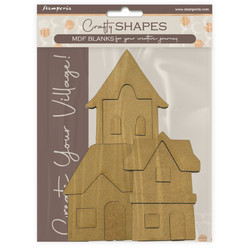Stamperia MDF Crafty Shapes Blanks -kuviot, Silent Sea Village, House Landscape