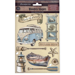 Stamperia Wooden Shapes -puukuviot Silent Sea, Endless Blue