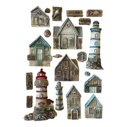 Stamperia muotti Silent Sea, Houses and Lighthouse, A5
