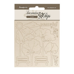 Stamperia Decorative Chips kuvioleike Silent Sea Village, Garden