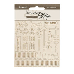 Stamperia Decorative Chips kuvioleike Silent Sea Village, Little Town