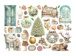 Stamperia leikekuvat White Christmas Ephemera