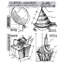 Stampers Anonymous, Tim Holtz leimasin Birthday Blueprint