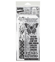 Stampers Anonymous, Tim Holtz leimasin- & sapluunasetti Flourish and Latticework