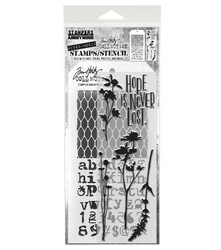 Stampers Anonymous, Tim Holtz leimasin- & sapluunasetti Alphabet Flowers