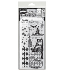 Stampers Anonymous, Tim Holtz leimasin- & sapluunasetti Snarky Cat Halloween