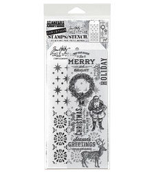 Stampers Anonymous, Tim Holtz leimasin- & sapluunasetti Festive Overlay