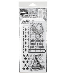 Stampers Anonymous, Tim Holtz leimasin- & sapluunasetti Birthday