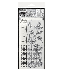 Stampers Anonymous, Tim Holtz leimasin- & sapluunasetti Halloween Doodles