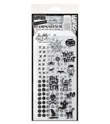 Stampers Anonymous, Tim Holtz leimasin- & sapluunasetti Spooky Scribbles