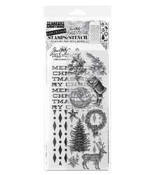 Stampers Anonymous, Tim Holtz leimasin- & sapluunasetti Holiday Things