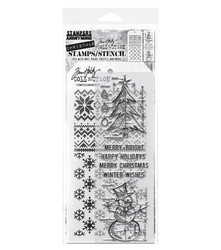 Stampers Anonymous, Tim Holtz leimasin- & sapluunasetti Winter Blueprints