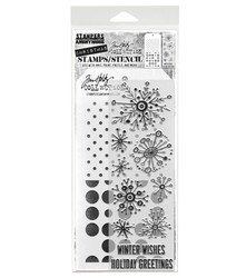 Stampers Anonymous, Tim Holtz leimasin- & sapluunasetti Retro Flakes