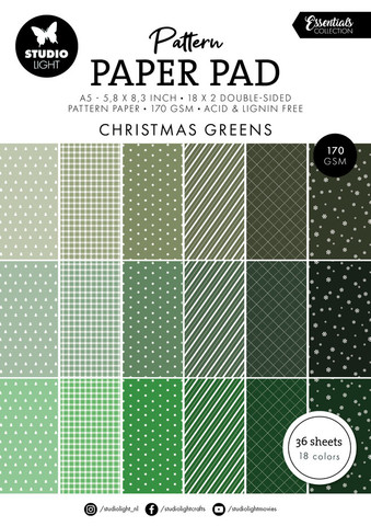 Studio Light Pattern -paperipakkaus Christmas Greens, A5