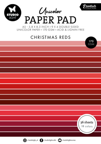 Studio Light Unicolor -paperipakkaus Christmas Reds, A5