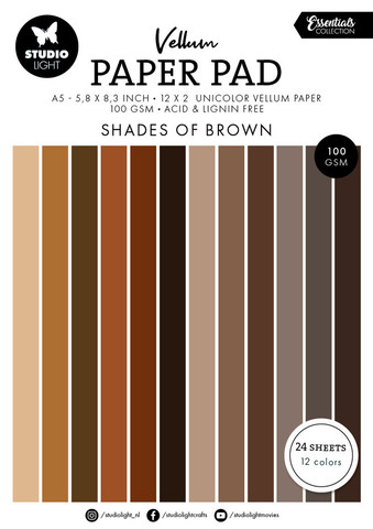 Studio Light Vellum -paperipakkaus Shades of Brown, A5