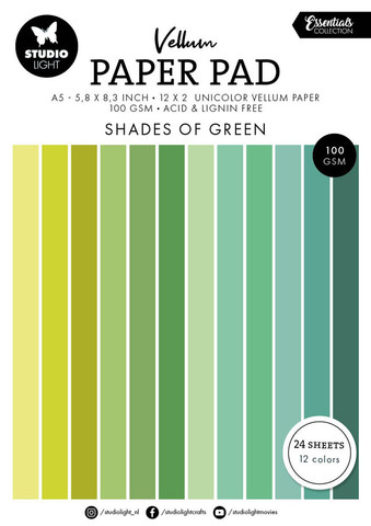 Studio Light Vellum -paperipakkaus Shades of Green, A5