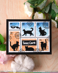 Waffle Flower stanssi Postage Collage Cat Silhouettes