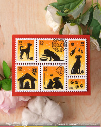 Waffle Flower leimasin Postage Collage Dog Silhouettes