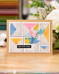 Waffle Flower stanssi Postage Collage Envelope