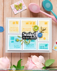 Waffle Flower sapluuna Postage Collage Addressed Envelope