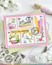 Waffle Flower sapluuna Postage Collage Sew Fun