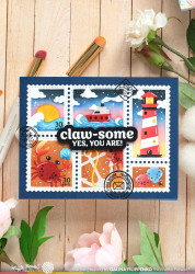 Waffle Flower sapluuna Postage Collage Coastal