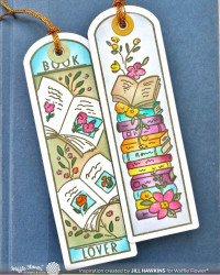 Waffle Flower leimasin Round Bookmark, Book Lover