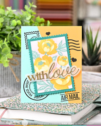 Waffle Flower sapluuna Nesting Postage Collage Peony