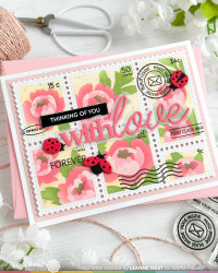 Waffle Flower sapluuna Postage Collage Peony
