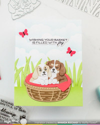 Waffle Flower stanssi ja sapluuna Basketful of Puppies Die-n-stencil