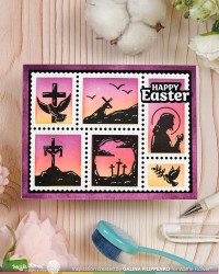 Waffle Flower leimasin Postage Collage Easter Silhouettes