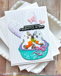 Waffle Flower stanssi ja sapluuna Basketful of Bunny Die-n-stencil