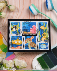 Waffle Flower sapluuna Postage Collage Under the Sea