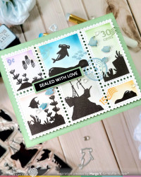 Waffle Flower stanssi Postage Collage Coral Reef Silhouettes