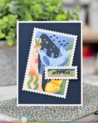 Waffle Flower sapluuna Nesting Postage Collage Under the Sea Stencil