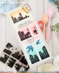 Waffle Flower leimasimet Postage Collage City Sunset