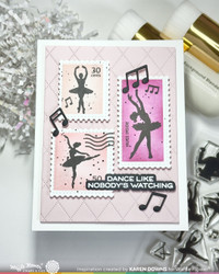 Waffle Flower leimasimet Postage Collage Ballerina Silhouettes