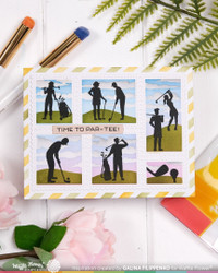 Waffle Flower leimasimet Postage Collage Golf Silhouettes