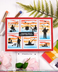 Waffle Flower sapluuna Postage Collage A7 Airmail