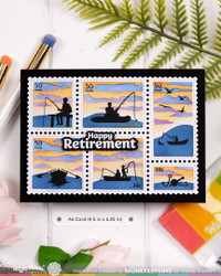 Waffle Flower leimasimet Postage Collage Fishing Silhouettes