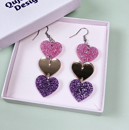 Triplasydän - vaaleanpunainen/ruusukulta/violetti-